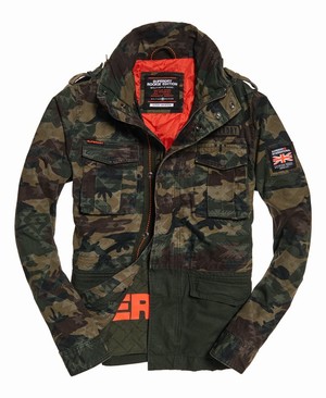 Superdry Mixed Rookie Pocket Férfi Kabát Camo | NUSIQ7186